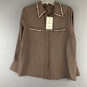 NWT Zara Textured Semi Sheer Shirt Women’s Medium Brown